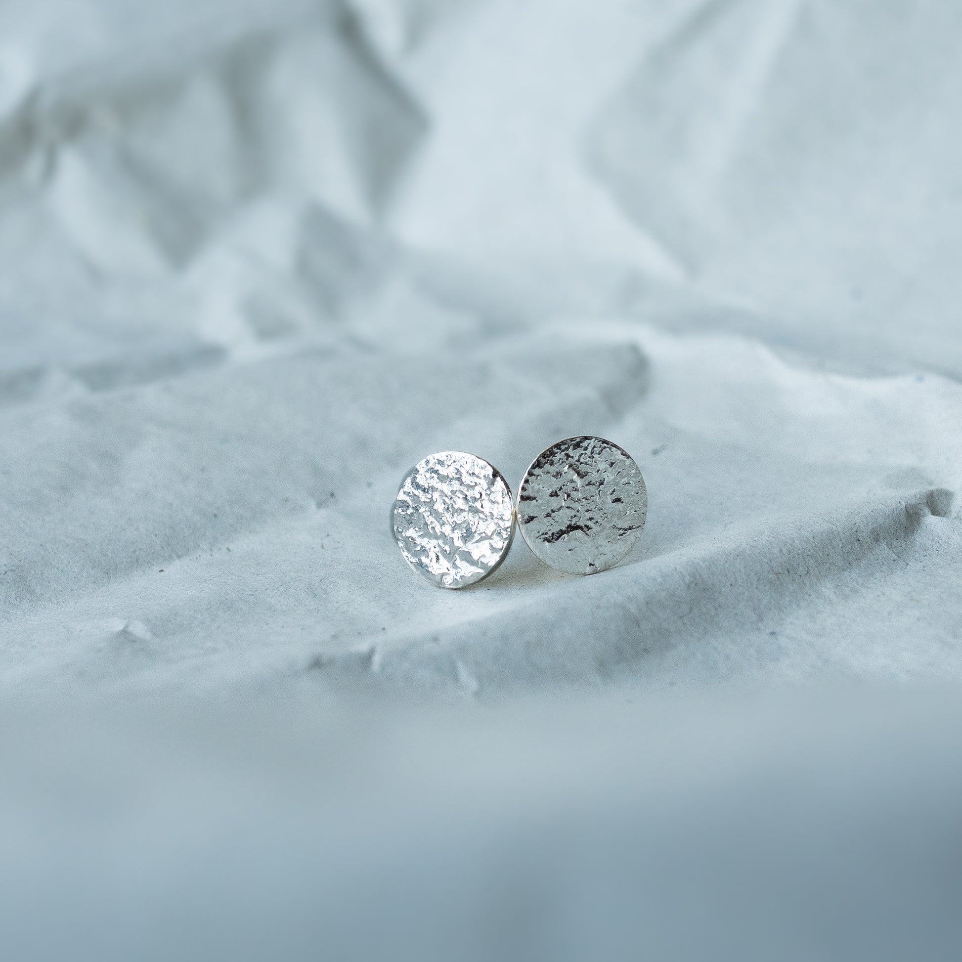 Reticulated Silver Stud Earrings