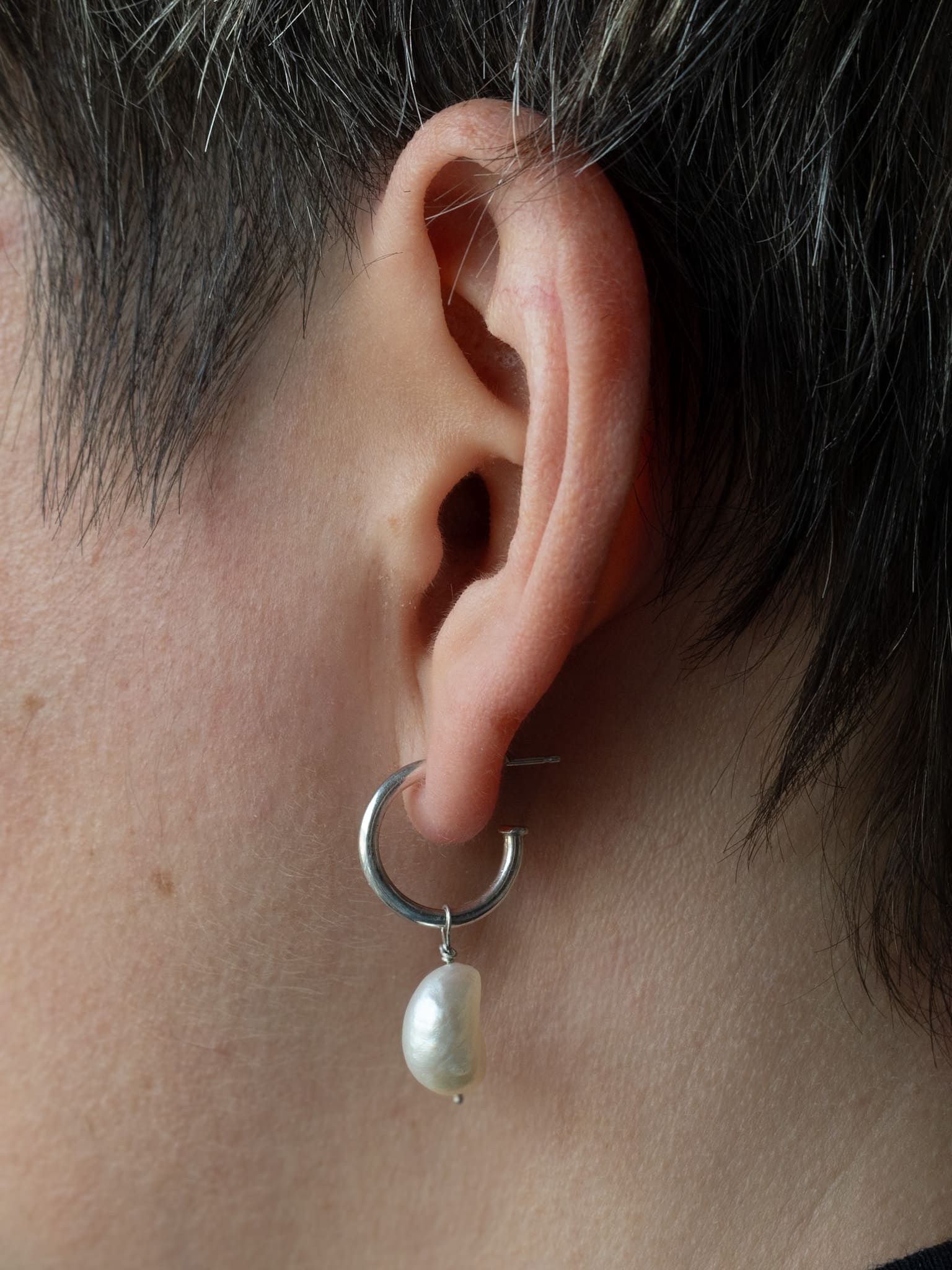 Pearl Charm Hoops