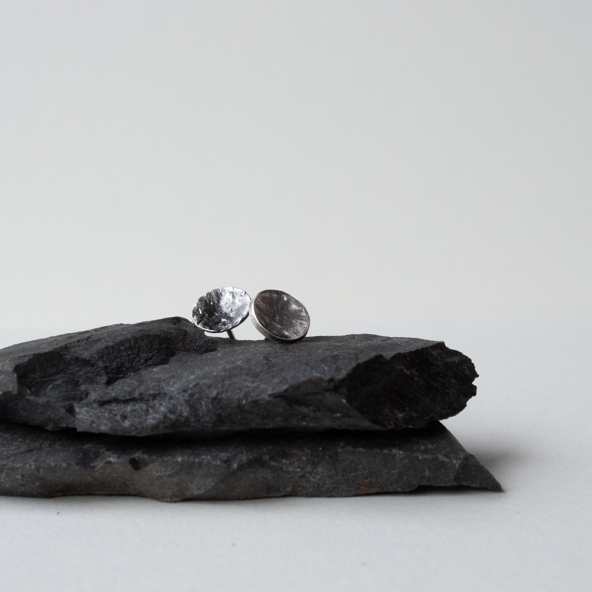 Oxidized Reticulated Stud Earrings