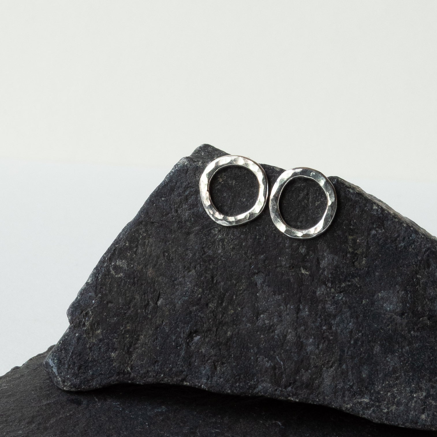 Hammered Circle Stud Earrings