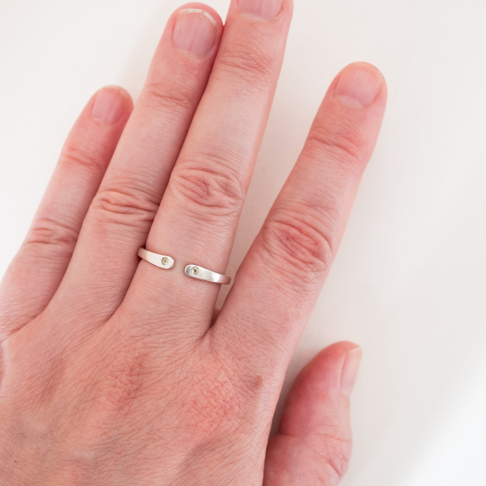 Double Peridot Open Ring | US sizes 6 to 8