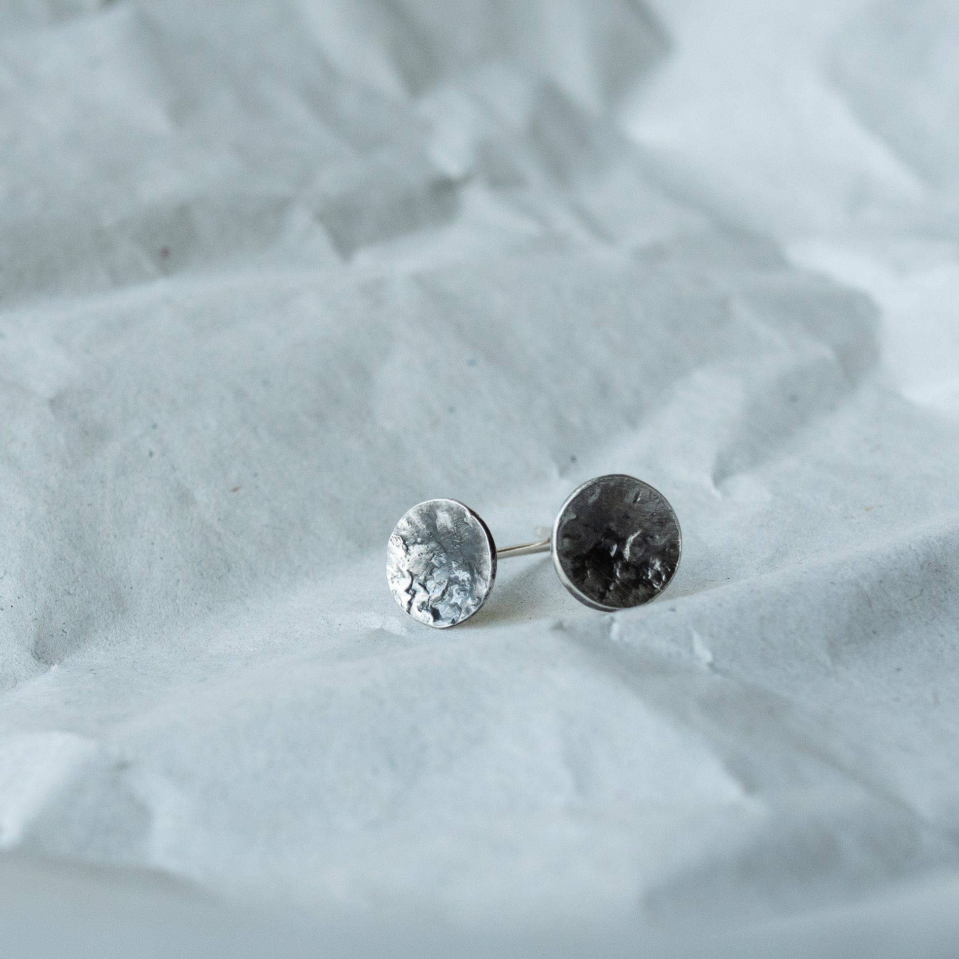 Oxidized Reticulated Stud Earrings