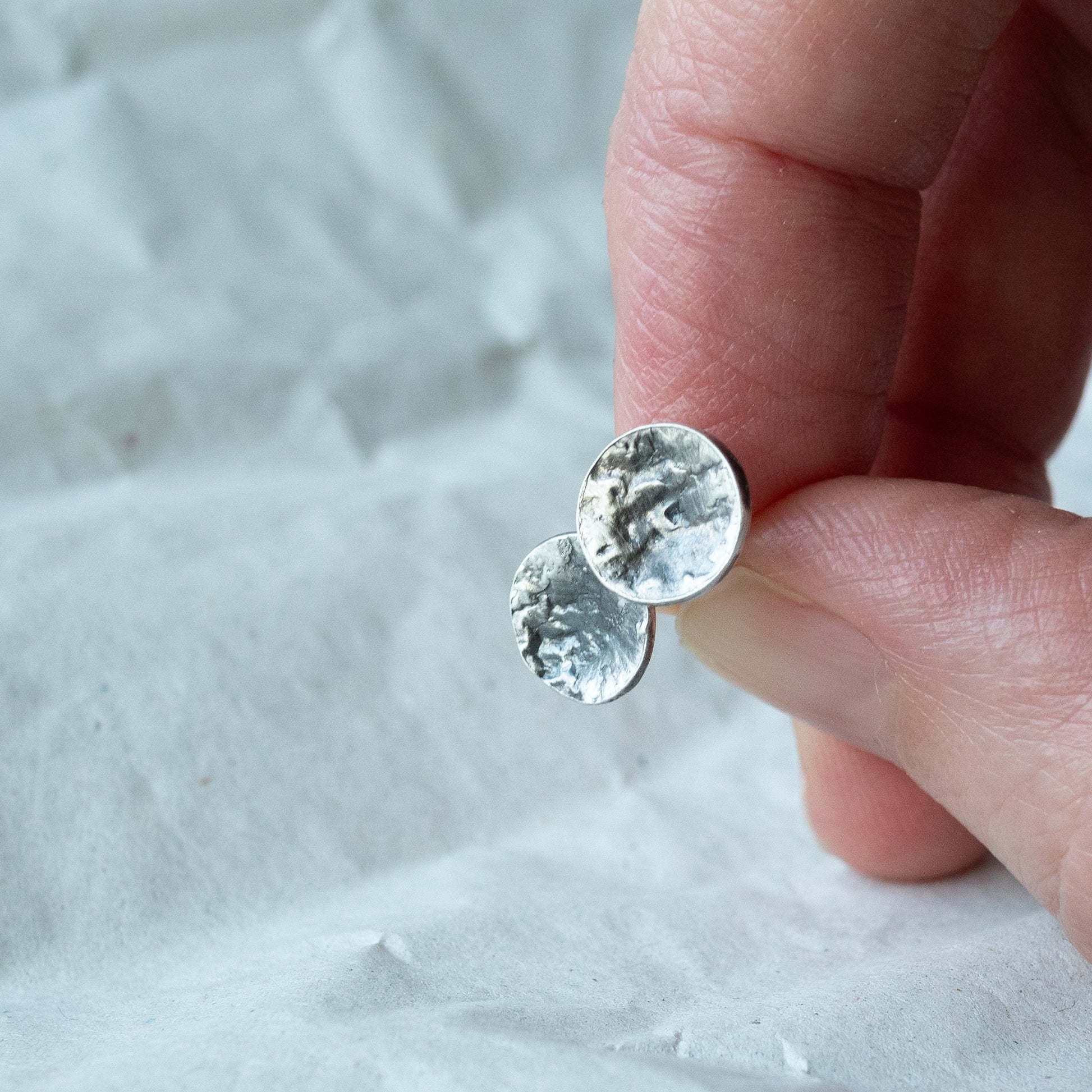 Oxidized Reticulated Stud Earrings
