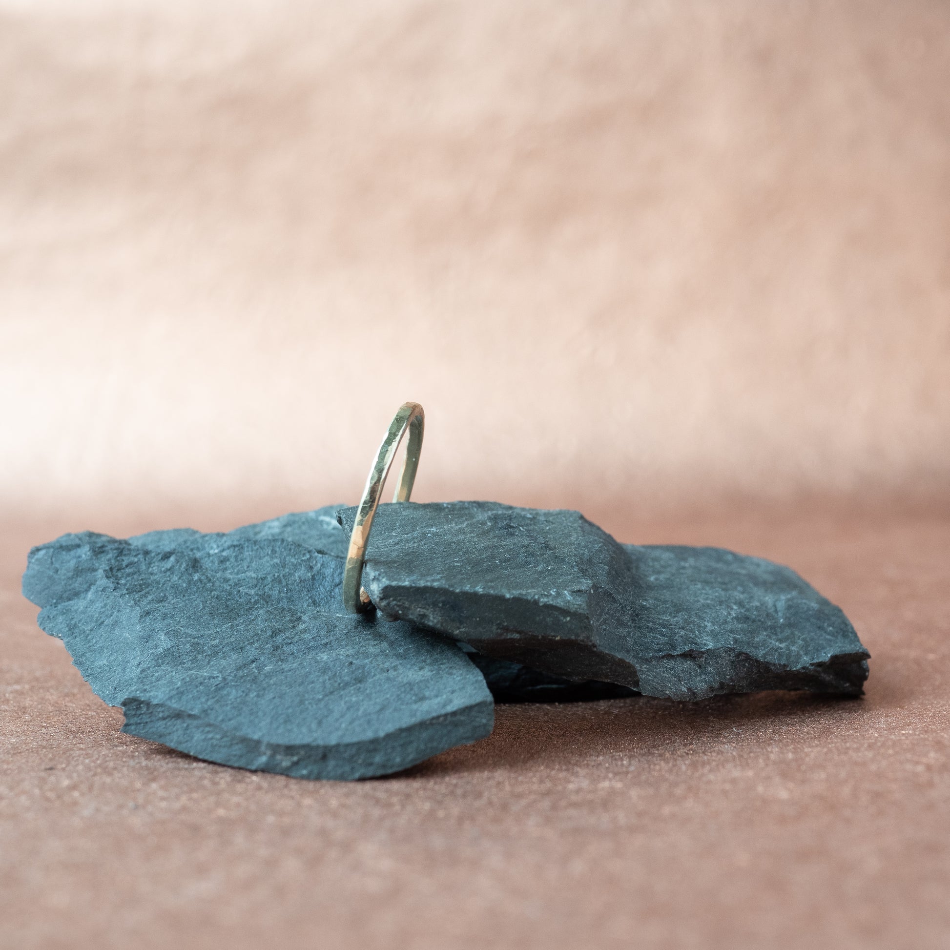 Hammered 10K Yellow Gold Stackable Ring