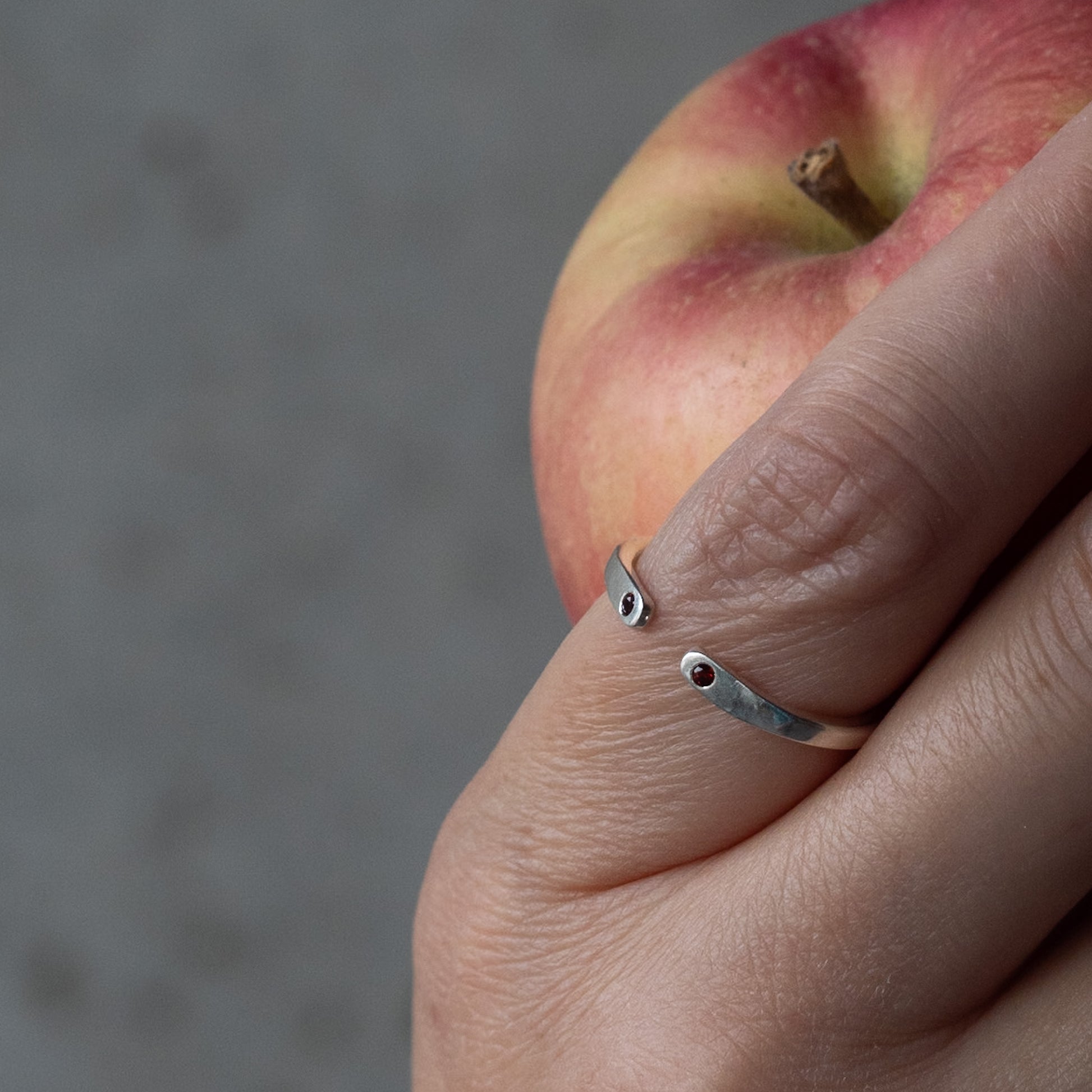 Double Garnet Open Ring | US sizes 6 to 8