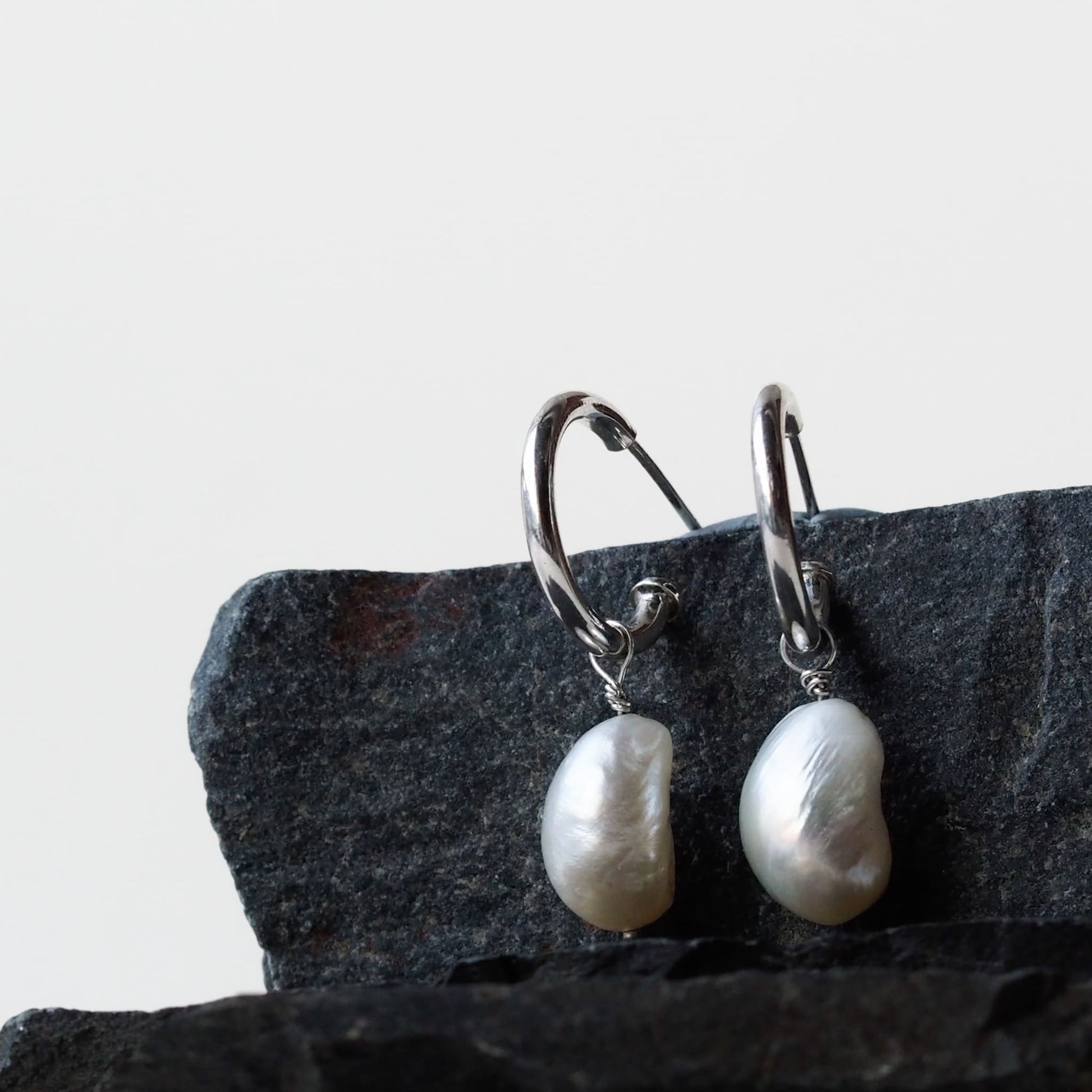 Pearl Charm Hoops