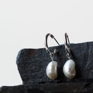 Pearl Charm Hoops