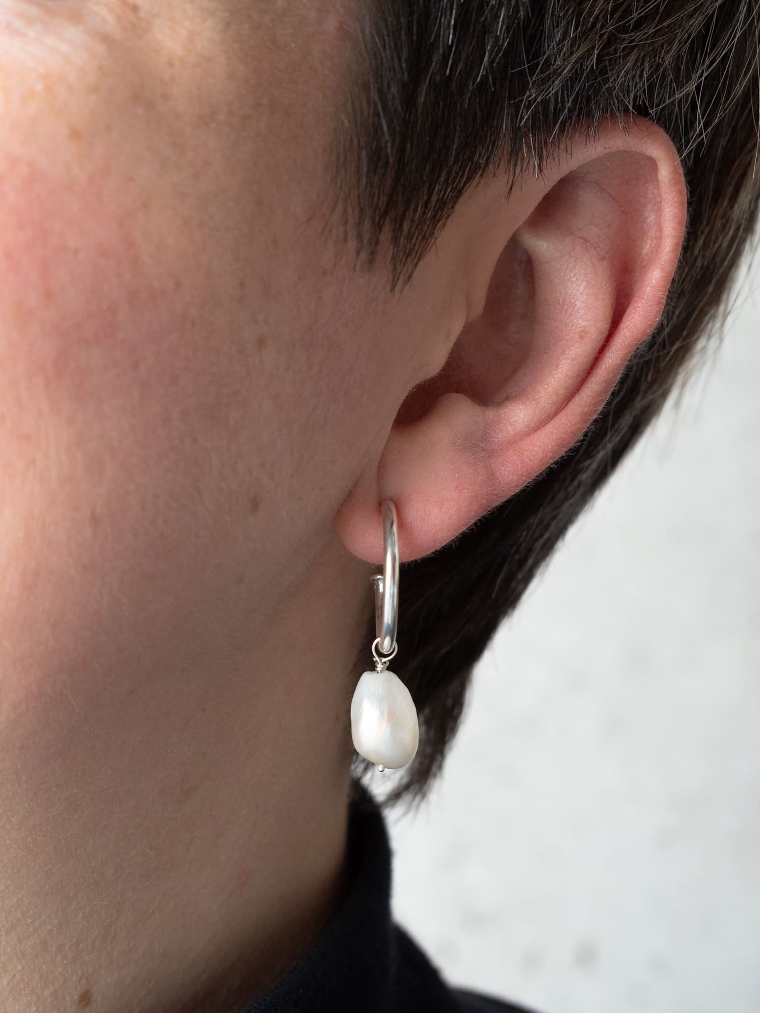 Pearl Charm Hoops