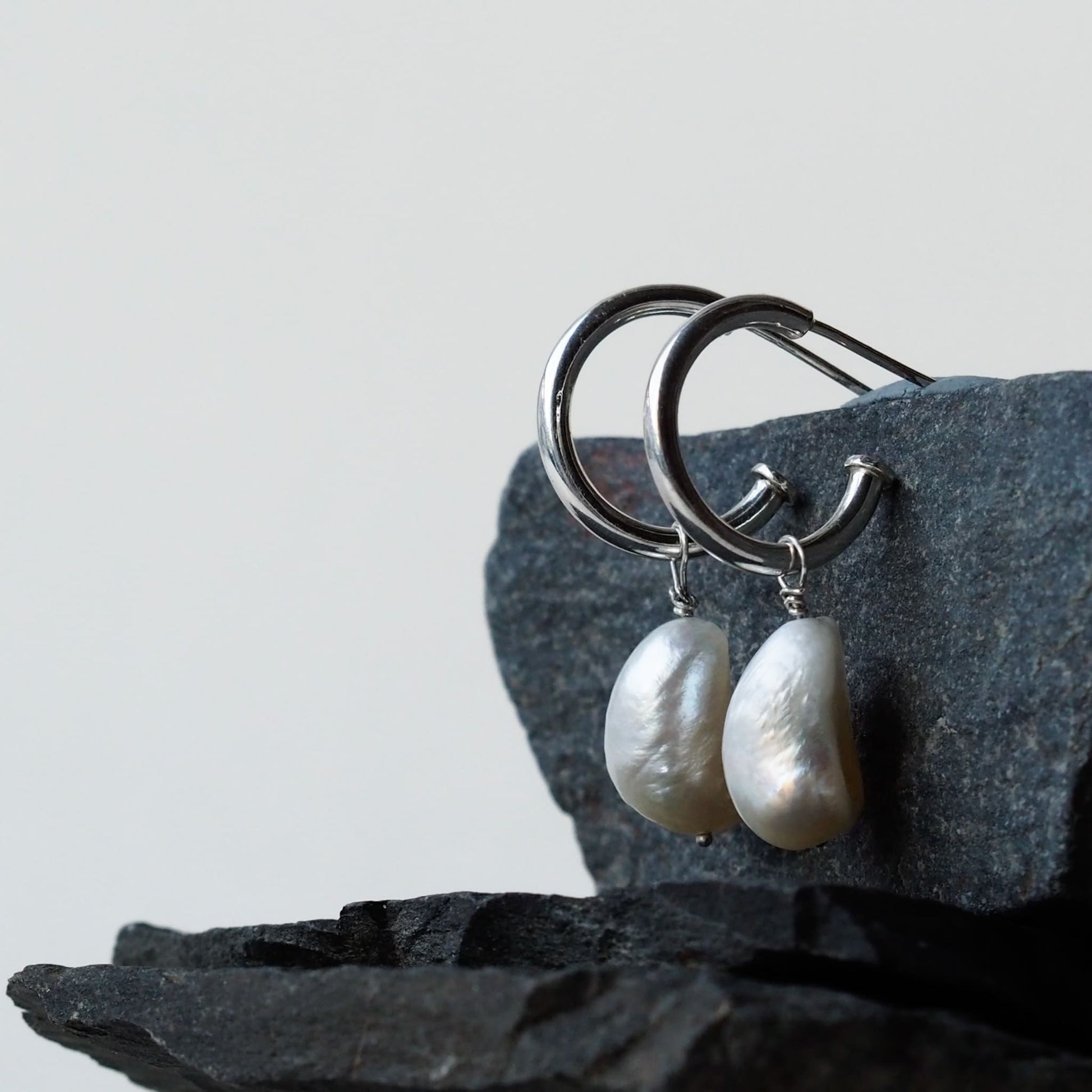 Pearl Charm Hoops