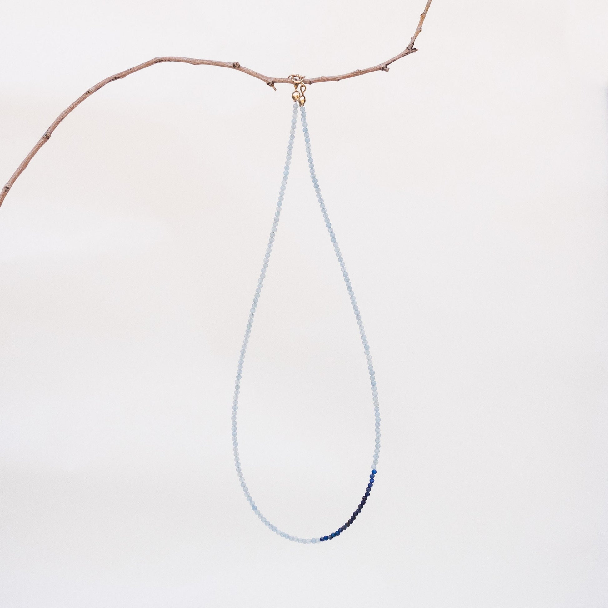 Two Tone Aquamarine and Lapis Lazuli Necklace
