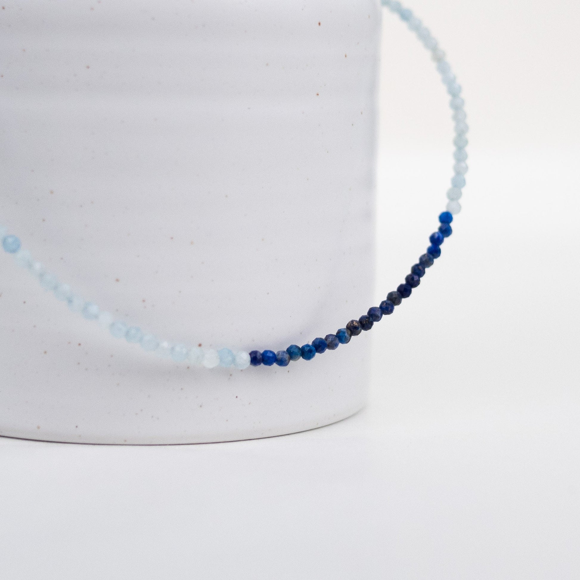 Two Tone Aquamarine and Lapis Lazuli Necklace