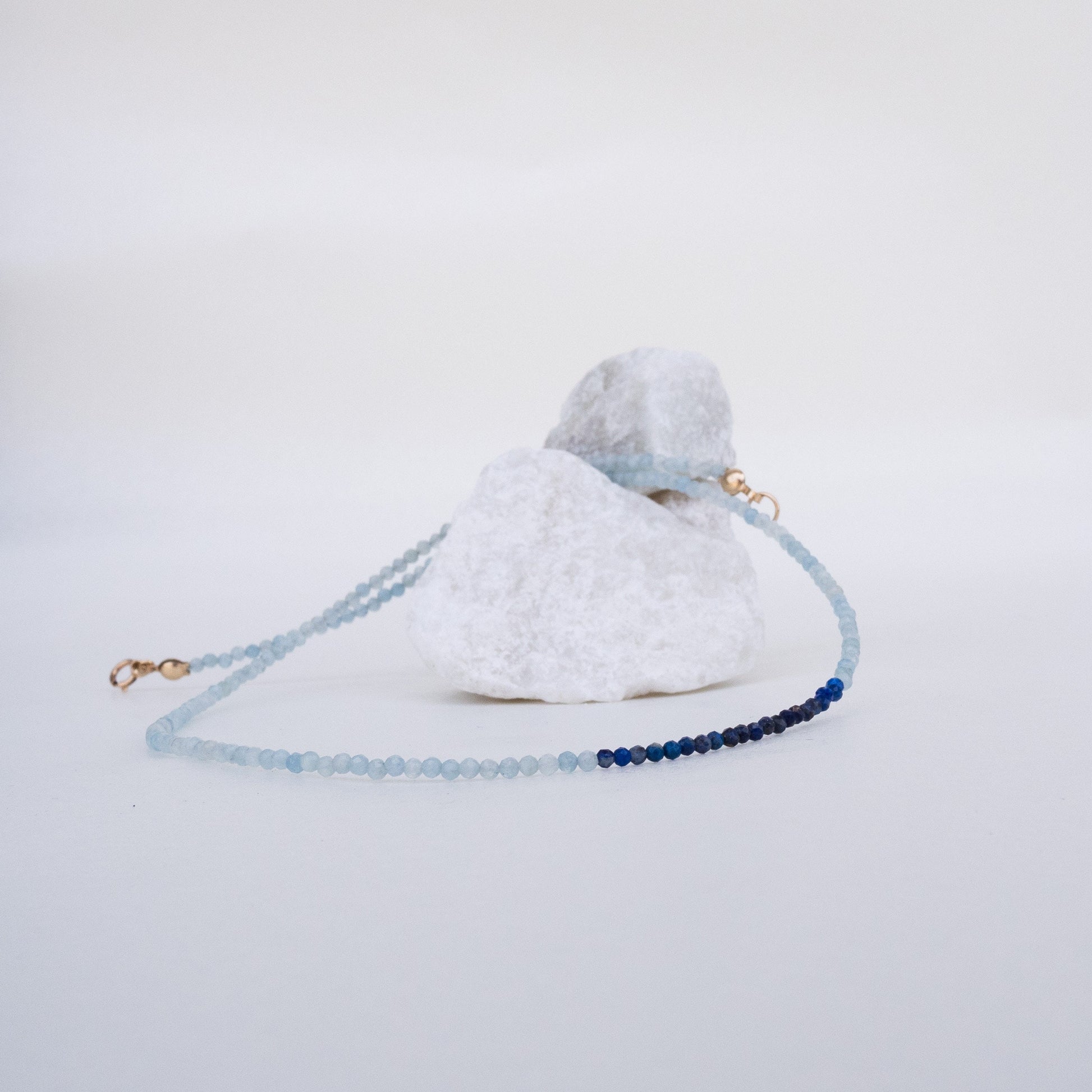 Two Tone Aquamarine and Lapis Lazuli Necklace
